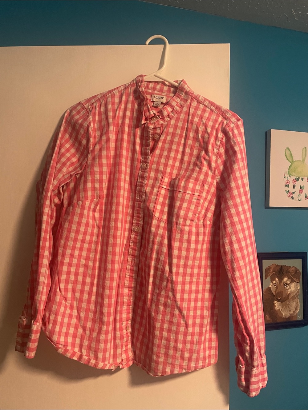 J. Crew Pink Gingham Button-Down Shirt